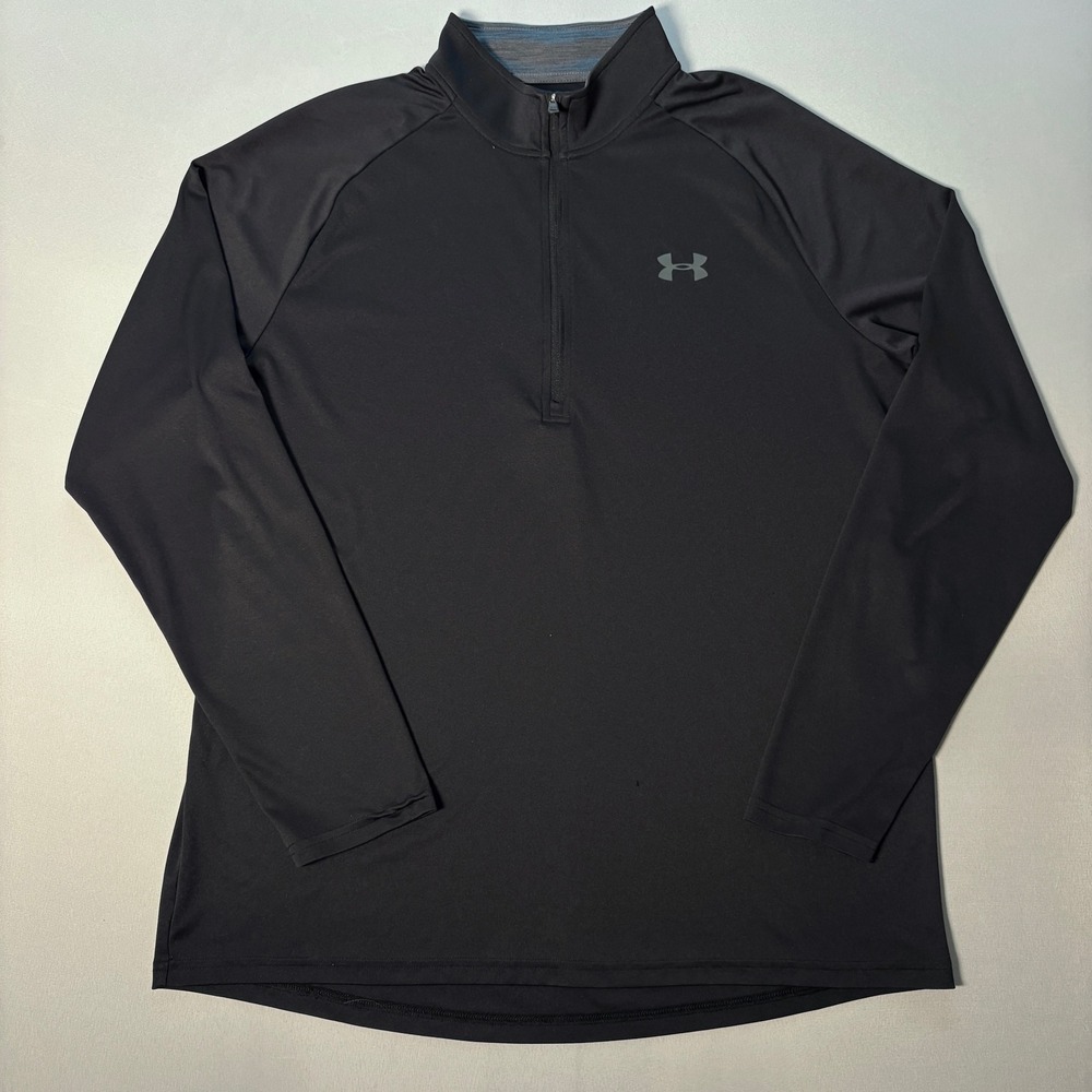 Under Armour Mens HeatGear Quarter Zip Pullover Black Loose Fit XL SKU 631
